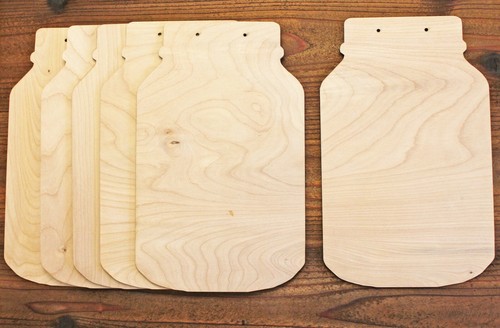 SET OF 6 Mason Jar Unfinished Wood Cutout Shapes Wall Sign Ready to Paint Crafts - Picture 9 of 11