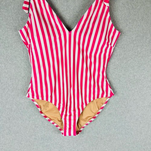 J. Traje de baño Crew Factory para mujer talla 2X atado a rayas en el hombro una pieza elástico nuevo - Imagen 6 de 11