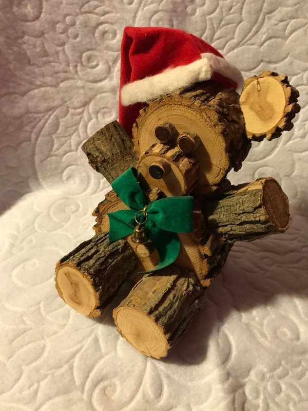 Hand Crafted Wood Bear Tree  Figure ~  Home Decor Cabin Forest Nature EUC