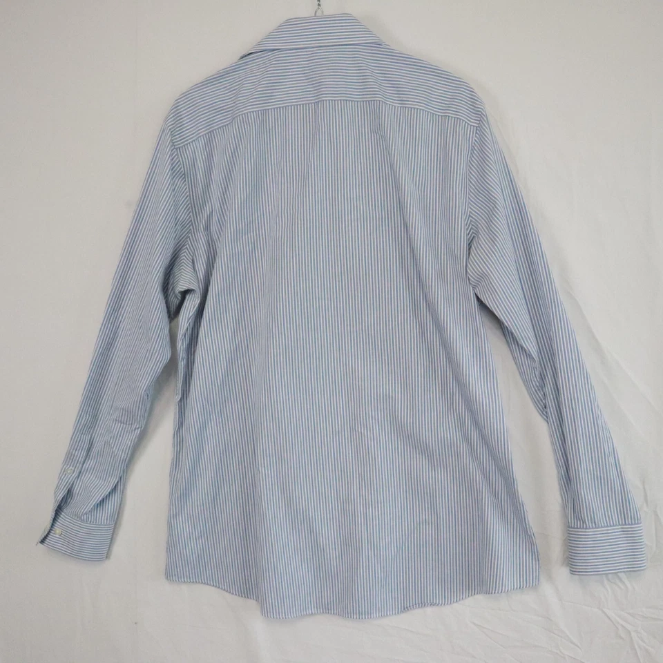 Camisa Marc Anthony Para Hombre 16.5 34/35 Calce Ajustado Abotonada Azul Rayas Manga Larga Foto 2 de 4