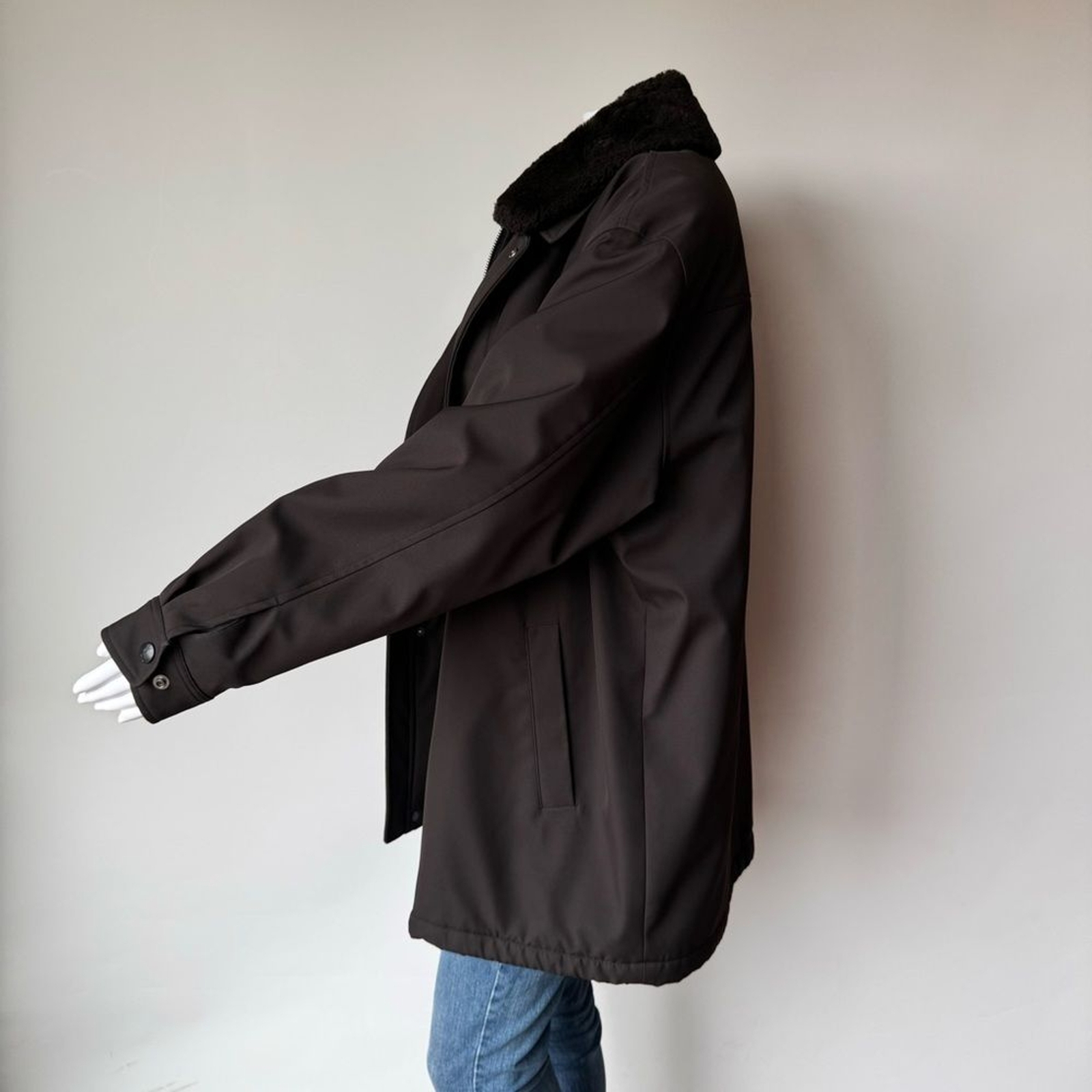 YVES SAINT LAURENT YSL Logo FUR TRIMMED SATIN COAT Parka Jacket image 8
