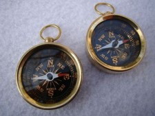Set of 2 x Brass Pocket Compass  Nautical Maritime Navigation Camping Hiking