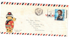 HONG KONG 1963 $1.30 QE on Air Cover to Australia,cds KOWLOON HK