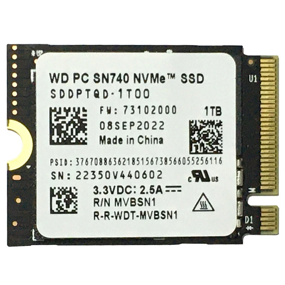 PC SN740 1TB M.2 2230 SSD NVMe PCIe Gen4x4 for Steam Deck CFe Card Camera Pro X
