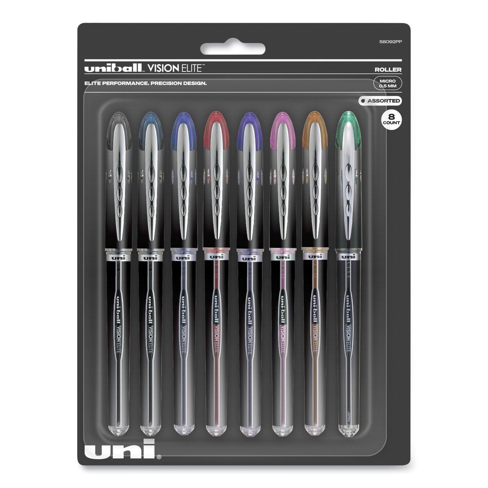 uni-ball 58092PP Gel Pen - Assorted Ink and Barrel Colors/Fine (8-Piece/Set) New