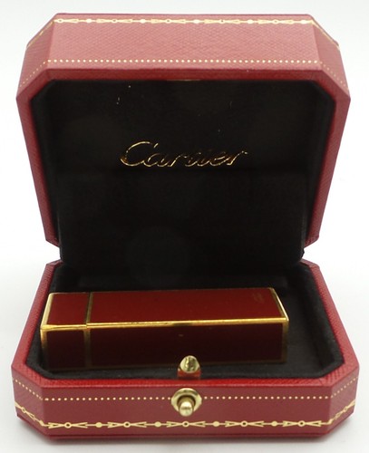 Cartier Must de Cartier Red Lacquer Gold Plated Vintage Lighter UNTESTED - Z256