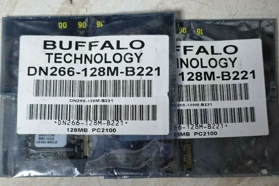 2x buffalo 128MB PC2100 DDR-266MHz CL2.5 200-Pin SoDimm  Module DN266-128M-B221 - Image 2 of 2