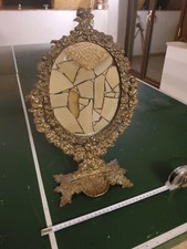 Antico specchio inclinabile da tavolo in ottone anticato