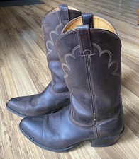 Vintage HH Brown Leather Western Cowboy Boots S7465632 Mens Sz 9.5 M Made In USA