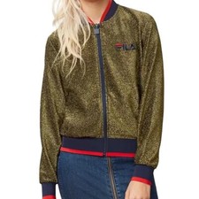 Fila Star Gold Shimmer Bomber Jacket Size Medium