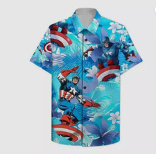 Captain America Surfing Superhero Fan Gift Summer 3D HAWAII SHIRT BEST PRICE