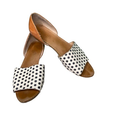 Latigo Milly D Orsay Size 8M Polka Dots Leather Cognac Brown Open Toe Sandals