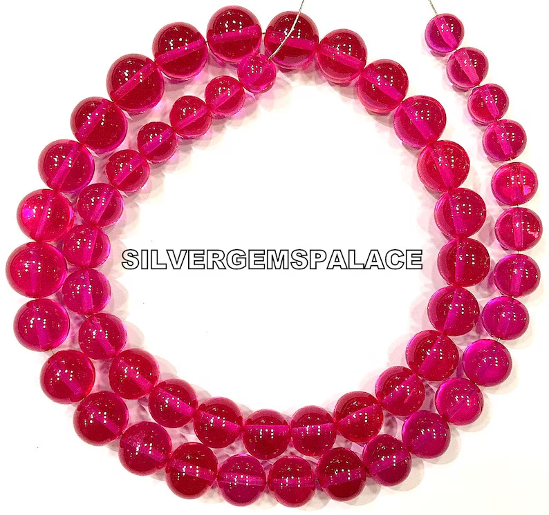 AAAA+ Pink Spinel Smooth Round Ball Beads Rare Gemstone Beads Necklace