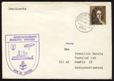 Kriegsmarine Navy Open Sea Survival Exercise Wilhelmshaven 1982 Postmark Czech