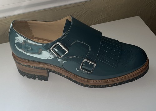 The Office of Angela Scott Ms. Francoise Monkstrap Lugsole Teal Size 38.5 NIB - Picture 3 of 19
