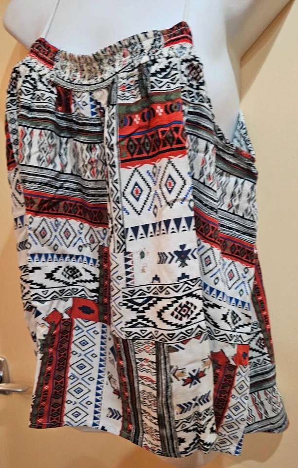 NO BOUNDARIES WOMENS WHITE/BROWN MIX STRAPPY VEST TOP SIZE XL FITS 12/14 (WV12) - Image 4 of 4