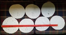 7 Round White Embroidered Eyelet Basket Scalloped Edge Doilies FREE SHIPPING