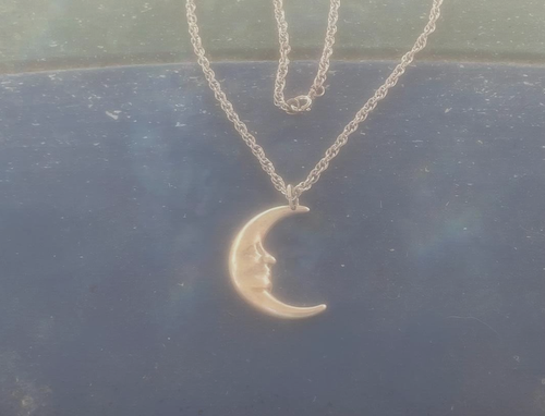 Man in the Moon Sun Star Astrology Heaven 1 BRASS PEWTER NECKLACE.