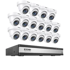 ZOSI H.265+ 1080p 16CH Security Dome Waterproof CCTV Camera System Human Detect