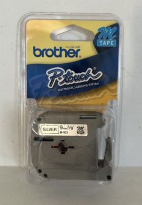 Genuine Brother P-Touch M-921 9mm Black on Silver M Tape - NEW