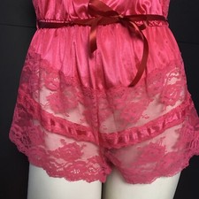 Vintage Women's Teddy Lingerie RED Lacy Sissy Tap Panty Romper Sz M Texsheen