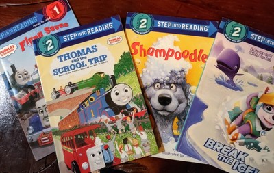 Step Into Reading Level 1 &2 Reading Books Set of 4 Thomas Paw Patrol Shampoodle