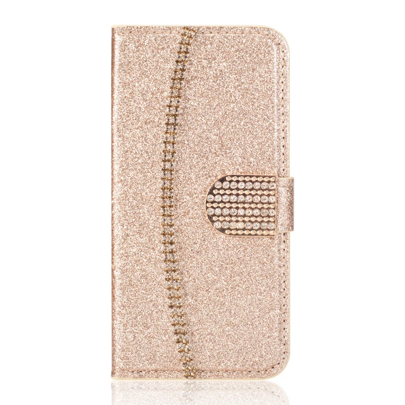 Glitter Wallet Case Diamond Flip Cover for iPhone 17/16e/15/14/13/12/11 XR SE 8 - Image 3 of 4