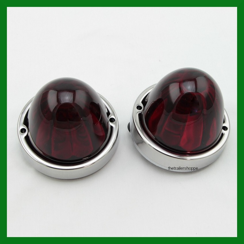 Watermelon Glass Flush Mount Light #1156 with Incandescent Kit Semi Truck Red Set of 2-image