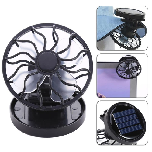 Sun Solar Powered Cooling Fan Clip-On Mini Solar Panel Cell Beach Outdoors