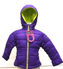 Hawke and Co Sport Girls Winter Coat Purple Green Trim Down Jacket Light Warm