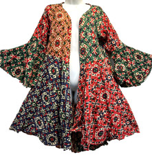 Nwt SACRED THREADS boho patch patola hippie flared rayon TOP CARDIGAN JACKET M