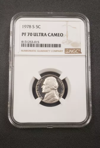 1978-S PF 70 ULTRA CAMEO Jefferson Nickel NGC, 5c *Stunning Contrast*  Pop-134