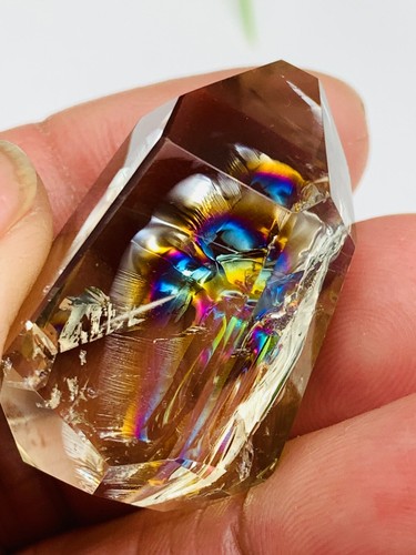 Top 20g gem diamond Brazilian Citrine rainbow crystal,hand cut gloss facet ball - Picture 18 of 19