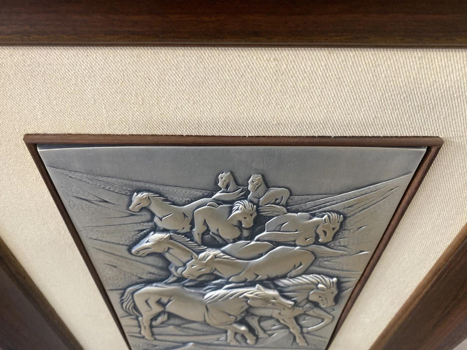 🔥 Vintage Italian Modern Cubist Horse Silver Sculpture Plaque, Ottaviani 1975 - Image 4 of 4