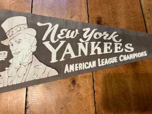 Vintage New York Yankees AMERICAN LEAGUE CHAMPS 29x11 Pennant Mantle RARE - Picture 4 of 5