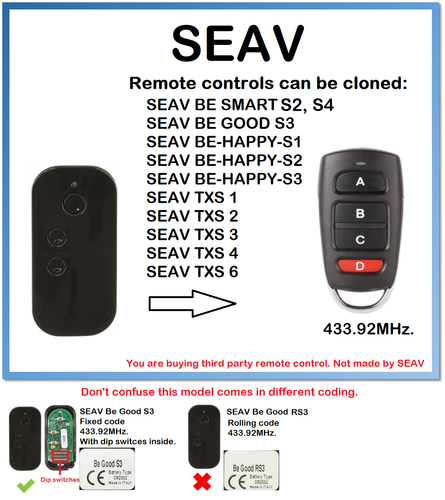 Seav BE-HAPPY-S1, S2, S3 Telecomando Duplicatore 4-Channel - Bild 4 von 7