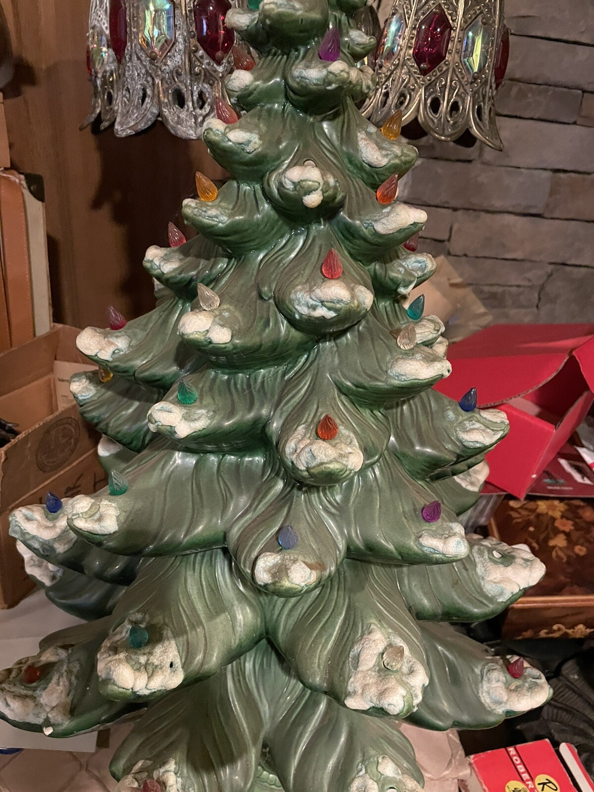 Vintage Atlantic Mold 26” Ceramic Lighted Flocked Christmas Tree 70s eBay