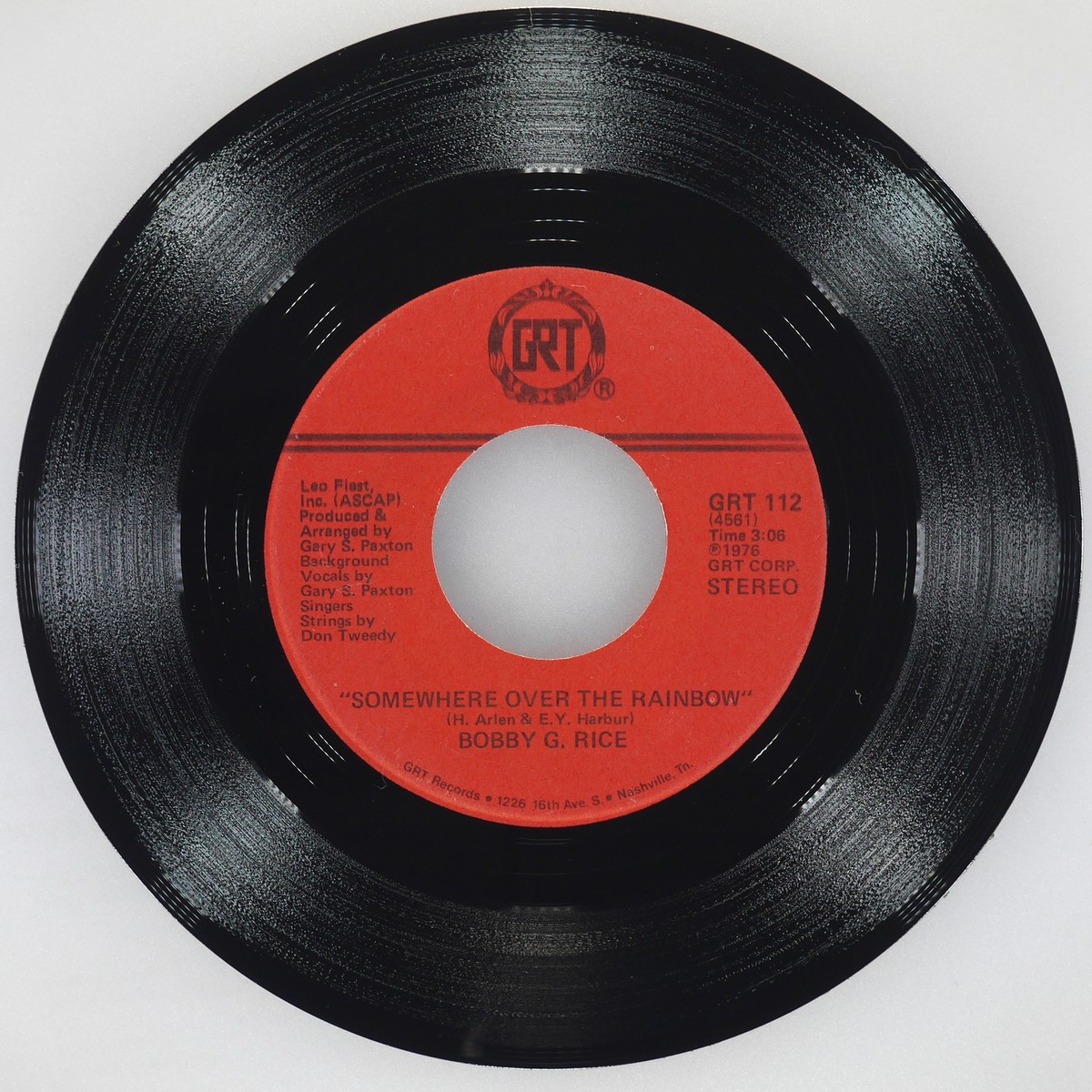 BOBBY G. RICE Somewhere Over The Rainbow GRT GRT 112 EX- 45