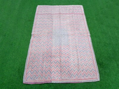 Vintage Handmade Lahori Kantha Reversible Quilt Blanket Bedcover Cotton Throw