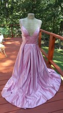 Custom - Rose Pink Satin Corset w/Pockets Formal Evening Dress size M/L