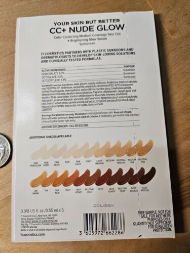 IT Cosmetics CC+ Nude Glow Color Correcting Medium Coverage Skin Tint SPF #RA-22 - Picture 2 of 2