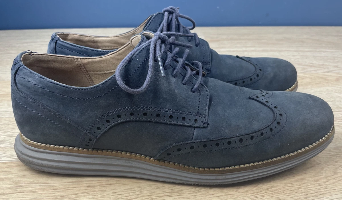 Cole Haan Lunar Grand Mens Oxfords 10 M Navy Blue Leather Business Casual Walk Cole Haan Blue Solid Dress Shoes for Men for sale | eBay main image 4