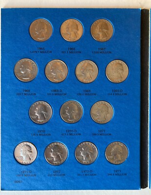 Whitman WASHINGTON QUARTER 1965 - 1987 Complete with 42 Circulated
