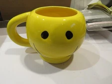 YELLOW CERAMIC Happy FACE PLANTER MUG WITH HANDLE 3.5” Tall