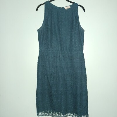 Loft Deep Green Crochet Lace Dress Lined Sheath Size 10 | eBay