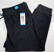 Marc New York Ladies' Women's Size 2XL Ribbed Drawstring Jogger Pants Black