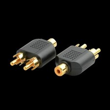Gold Plated Female RCA jack to 2x Male RCA Plug Splitter Adapter