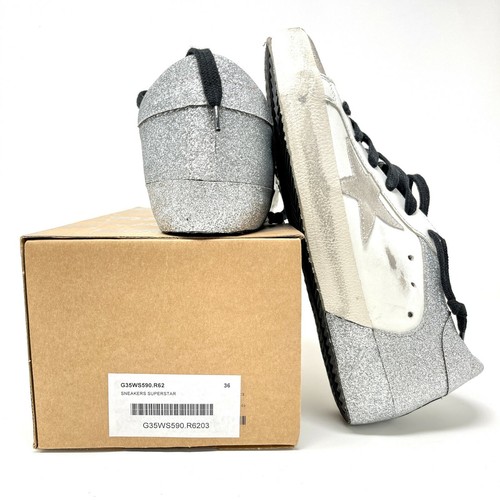 Golden Goose Women Superstar Sneaker White Leather Silver Glitter EU 36 US 6 - Picture 9 of 11