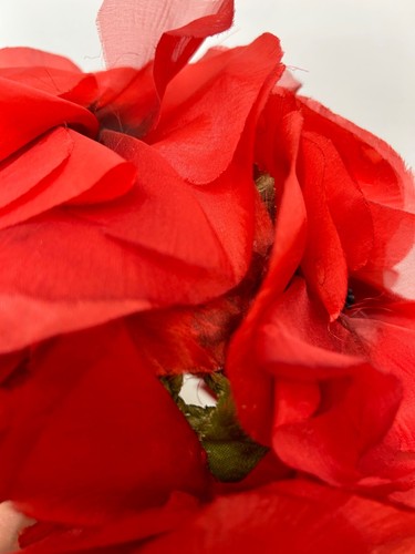 Vintage Bachrachs Washington DC USA Red Floral Flower Faux Webbed Hat 60s 50s - Picture 7 of 11