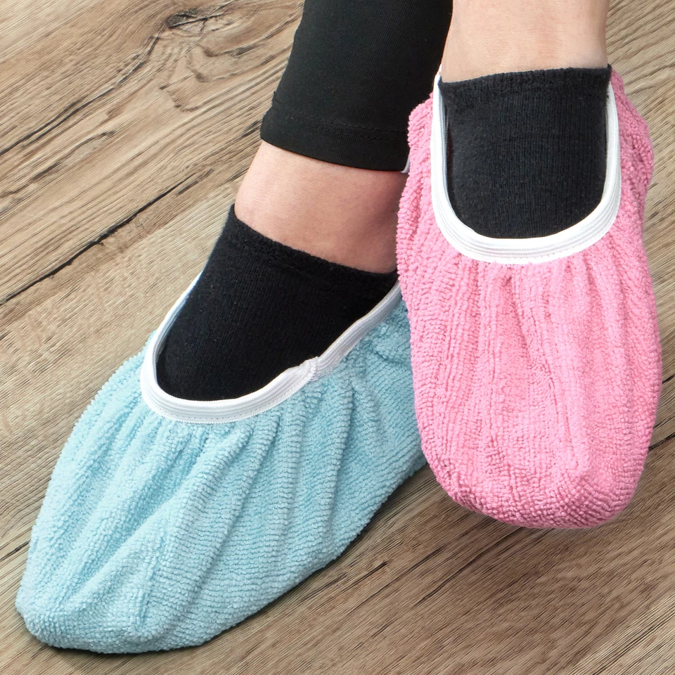 4x Wischmopp-Hausschuhe für Bodenreinigung, wiederverwendbare Putzschuhe - Bild 3 von 4